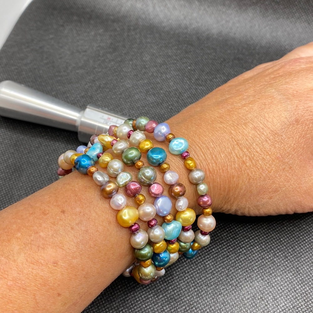 Multi color Freshwater Pearl wrap bracelet